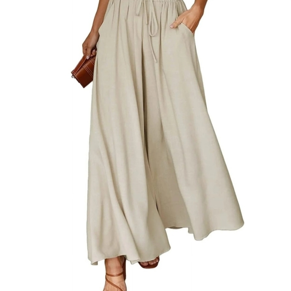 Elegant Cream Wide-Leg Pants